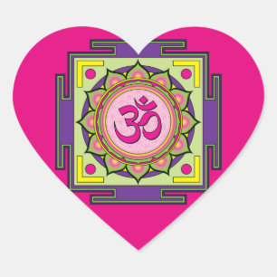 Sticker Cœur Om Shanti Om Mandala