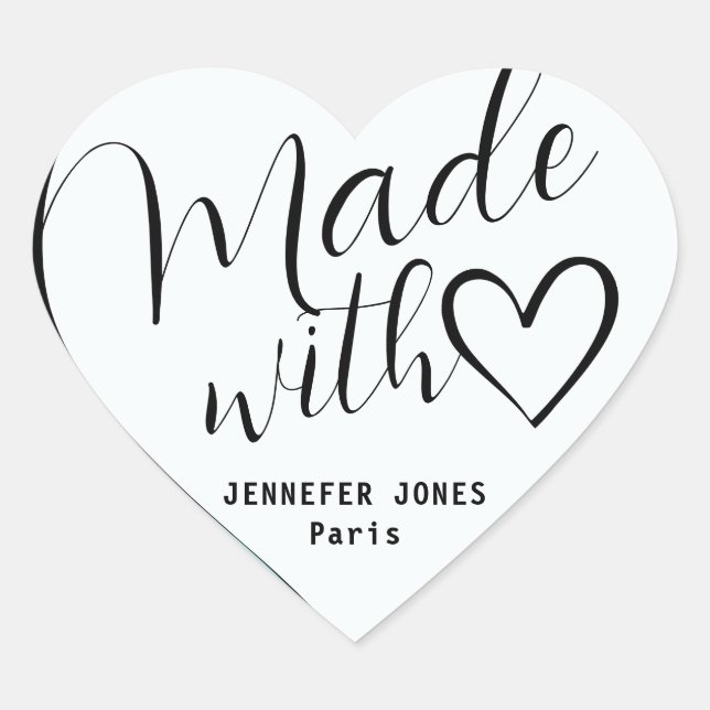 Sticker Cœur Ombre Bleu Fabriqué avec Love Calligraphie (Devant)