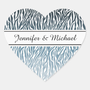 Sticker Cœur Ombre d'impression Wild Blue Zebra