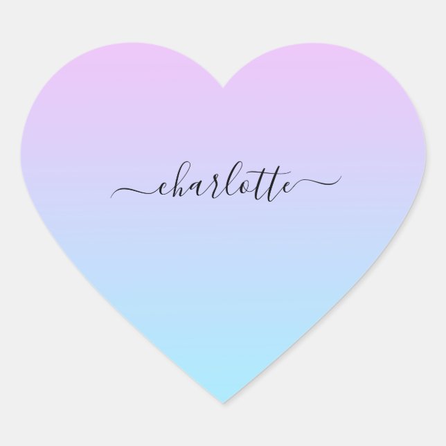 Sticker Cœur Ombré rose et turquoise (Devant)
