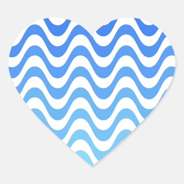 Sticker Cœur Ondes bleues dégradantes (Devant)
