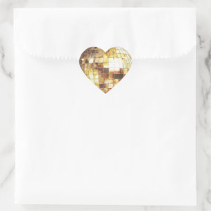 Sticker Cœur Or Glam Disco Boule Anniversaire Noir