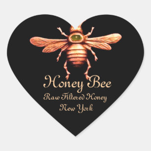 STICKER CŒUR OR HONEY BEE / BEEKEEPER BEEKEEPER COEUR NOIR