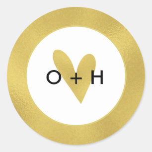 Sticker Coeur Or Monogramme Faveur