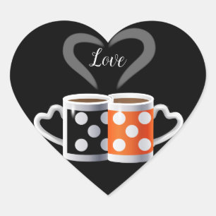Sticker Cœur Orange + La couleur ou nous de café noir