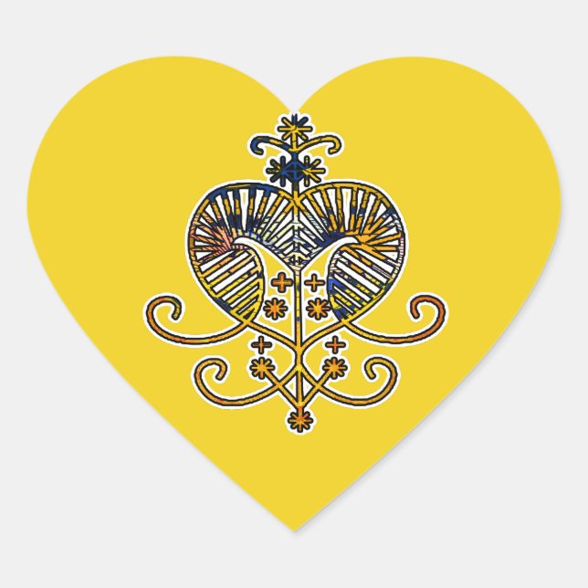 Sticker Cœur Oshun Goddess Veve Sigil (Devant)