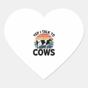 Sticker Cœur Oui Je Parle Aux Vaches Drôle Vintage Producteur V