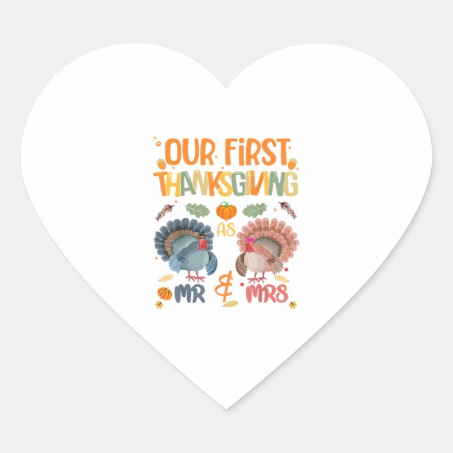 Sticker Cœur Our First Thanksgiving M. et Mme Couple Married 2 (Devant)