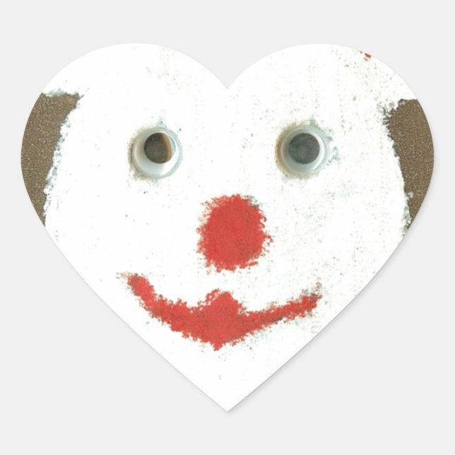 Sticker Cœur Ours blanc avec nez rouge, bouche et oreilles (Pèr (Devant)