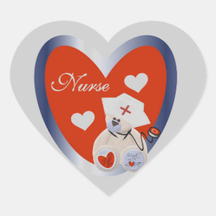 Sticker Cœur Ours d'infirmière avec le T-shirts et les cadeaux