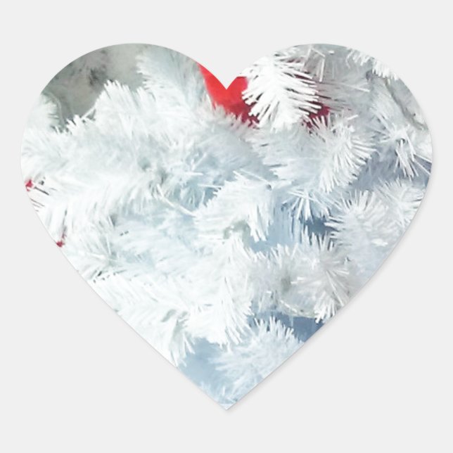 Sticker Cœur Ours en peluche rouge dans l'arbre de Noël (Devant)