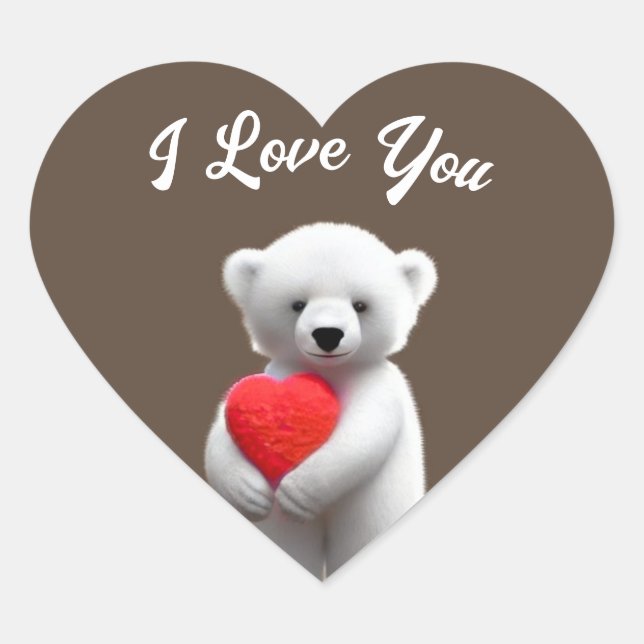 Sticker Cœur Ours Polaire Je T'Aime (Devant)