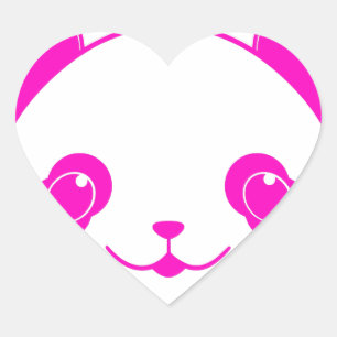 Sticker Cœur Ours rose Kawaii Panda
