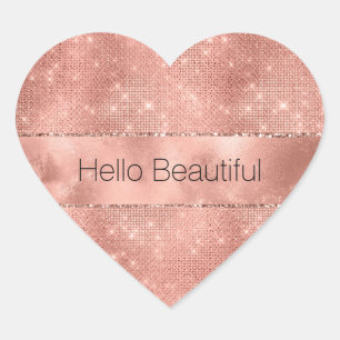 Sticker Cœur Paillettes Rose Gold Glam 