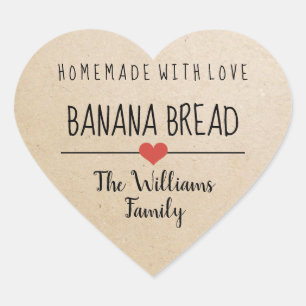 Sticker Cœur pain de banane fait maison avec amour kraft