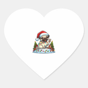 Sticker Cœur Paix amusante Carlin main lumières de Noël Femmes