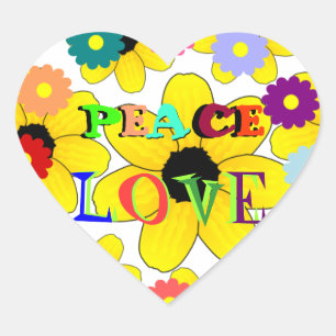 Sticker Cœur Paix et amour