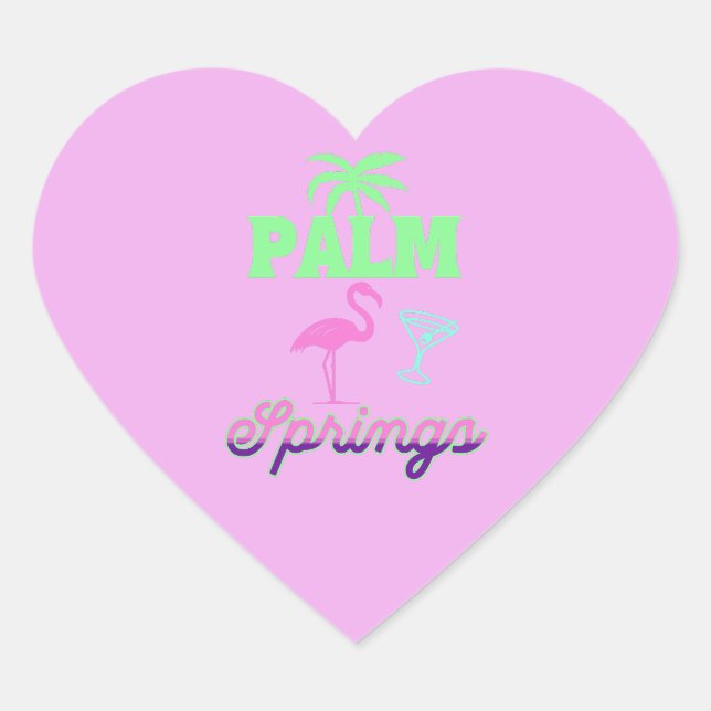 Sticker Cœur palm springs bachelorette party retro pink (Devant)