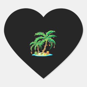 Sticker Cœur Palmier de Noël Cocotier de Noël Tropical