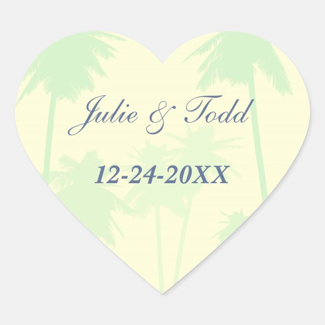 Sticker Cœur Palmiers verts Mariage tropical (Devant)