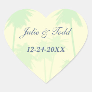 Sticker Cœur Palmiers verts Mariage tropical