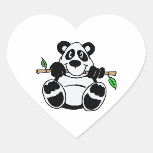 Sticker Cœur Panda de bande dessinée