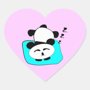 Sticker Cœur Panda dormant