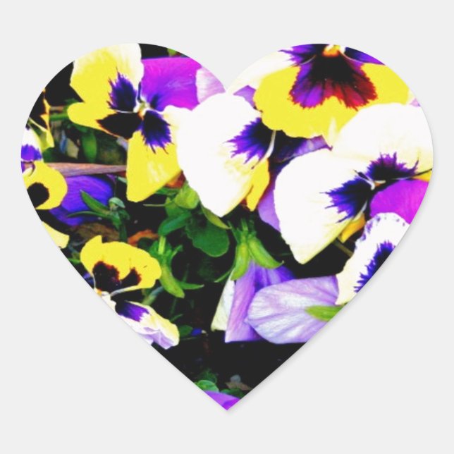 Sticker Cœur pansy flowers (Devant)