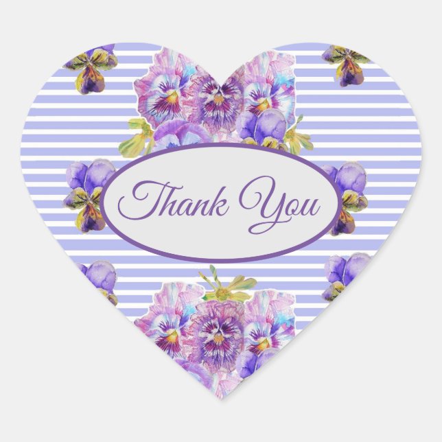 Sticker Cœur Pansy violet Fleur Merci fleuri Motif Coeur (Devant)
