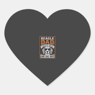Sticker Cœur Papa Beagle alimenté par le café et les poils de c