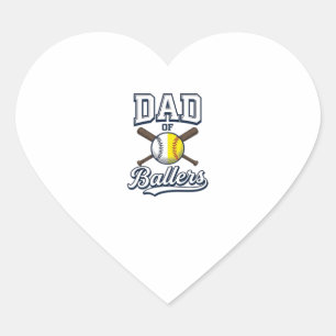Sticker Cœur Papa de Ballers Baseball Softball Design Vintage_1
