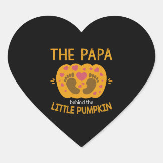 Sticker Cœur Papa Derrière le Citrouille Little Fall Automne Ba