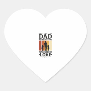 Sticker Cœur Papa Fils Premier Héros Fille Premier Amour Vintag