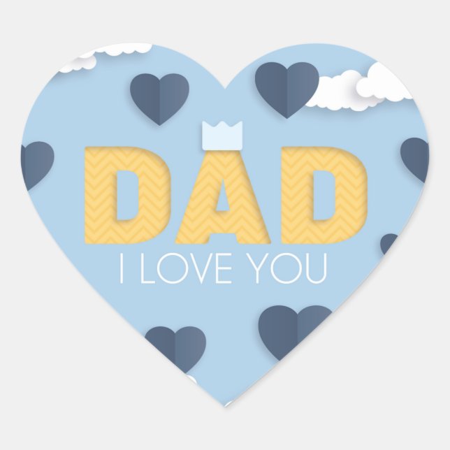 Sticker Cœur Papa, je t'aime, fête des pères cadeau (Devant)
