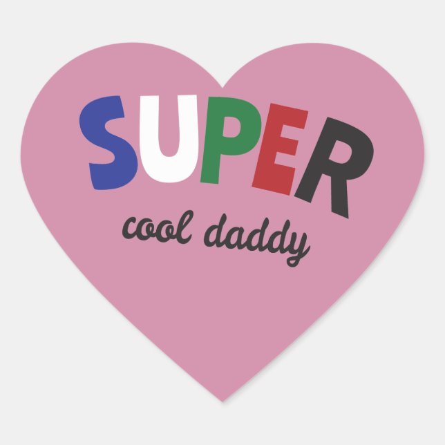 Sticker Cœur Papa super cool (Devant)