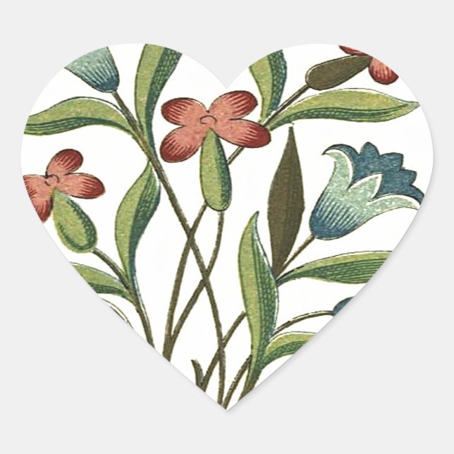 Sticker Cœur Papier peint floral Art Nouveau Joli (Devant)