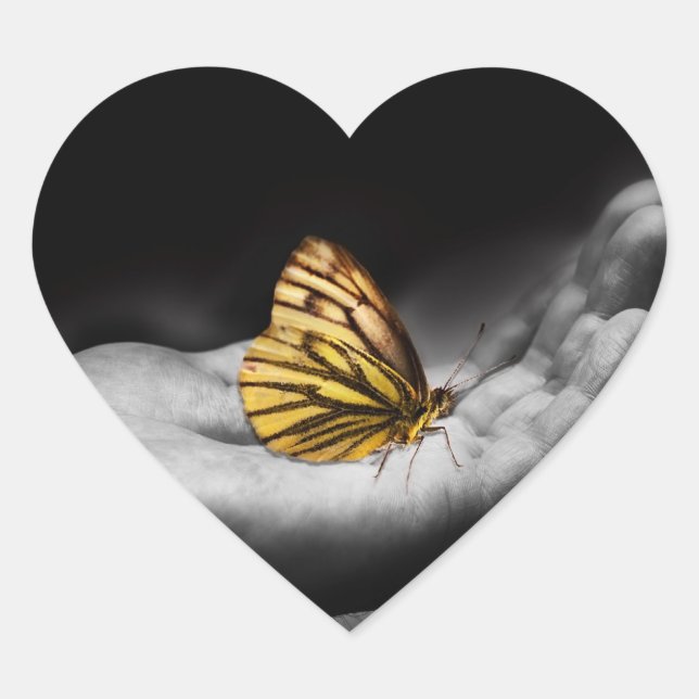 Sticker Cœur Papillon à la main (Devant)