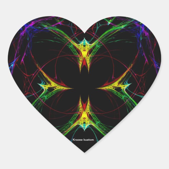 Sticker Cœur Papillon Abstrait 3 (Devant)