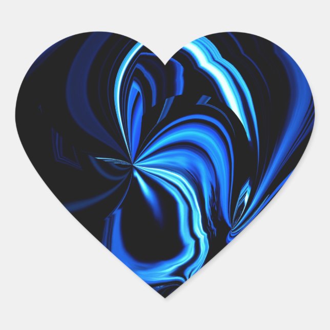 Sticker Cœur Papillon bleu Abstrait (Devant)
