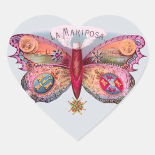 Sticker Cœur Papillon Cigar Antique Peinture publicité