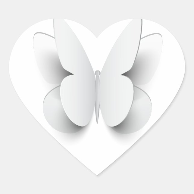 Sticker Cœur Papillon - coupé à partir de papier (Devant)