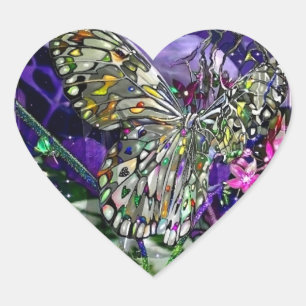 Sticker Cœur Papillon Lune Frappé !