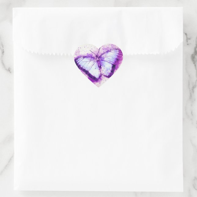 Sticker Cœur Papillon pourpre (Sac)