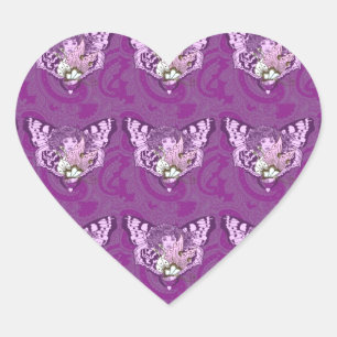 Sticker Cœur Papillon pourpre Angel