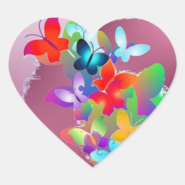 Sticker Cœur Papillons (Devant)