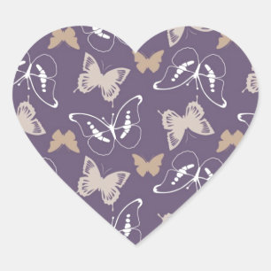 Sticker Cœur Papillons à crème violette