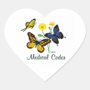 Sticker Cœur Papillons Médicale de codeur