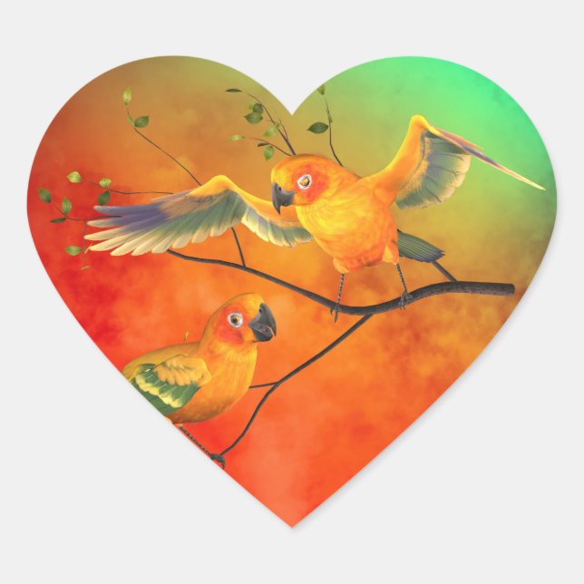 Sticker Cœur Parrots Sun Conures (Devant)
