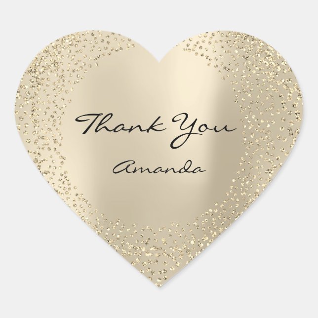Sticker Cœur Parties scintillant Beauté Nom Coeur nuptial Merci (Devant)