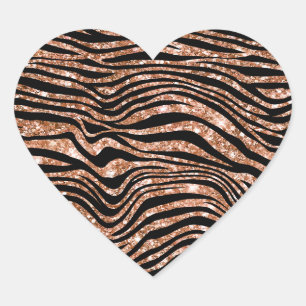 Sticker Cœur Parties scintillant Black Rose Gold Zebra